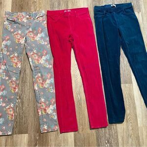 Girls Bundle of 3 Pull-On adjustable skinny jeans corduroy jegging pants 14